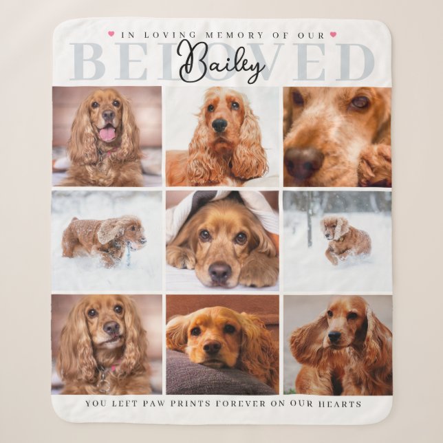 Personalised Pet Memorial Blanket 9 Photo Collage (Front)