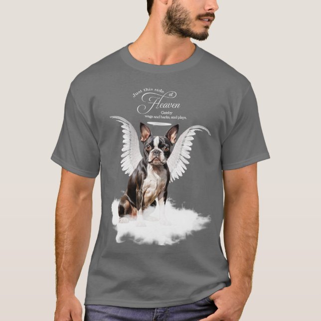 Personalised Pet Memorial Boston Terrier Dog T-Shirt (Front)