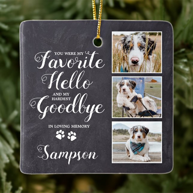 Personalised Pet Memorial Keepsake Photo Collage Ceramic Ornament (Creator Uploaded)