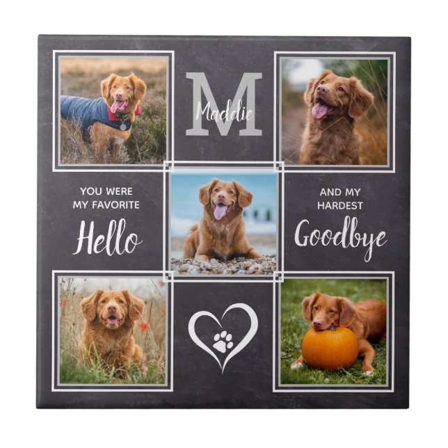 Personalised Pet Memorial Pet Loss Photo Collage Tile (Front)