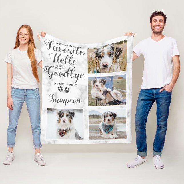 Personalised Pet Memorial Photo Collage Fleece Blanket (In Situ)