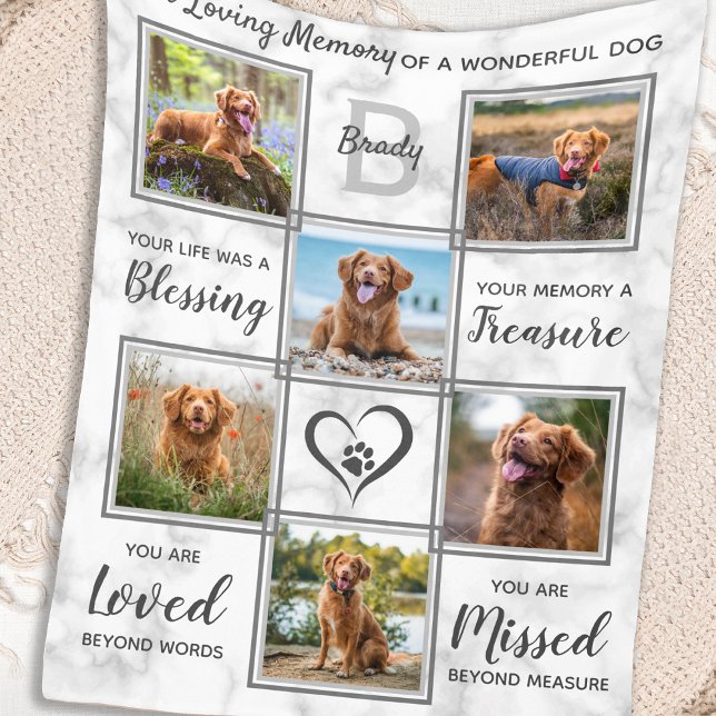 Personalised Pet Memorial Photo Collage Fleece Blanket (Creator Uploaded)