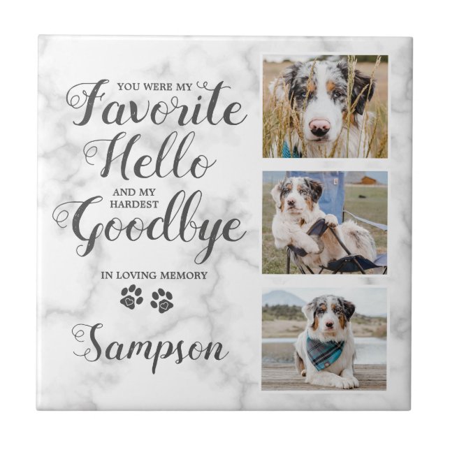 Personalised Pet Memorial Photo Collage Tile (Front)
