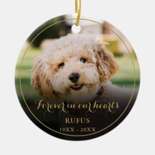 Personalised Pet Memorial Photo Gold Script Ceramic Tree Decoration