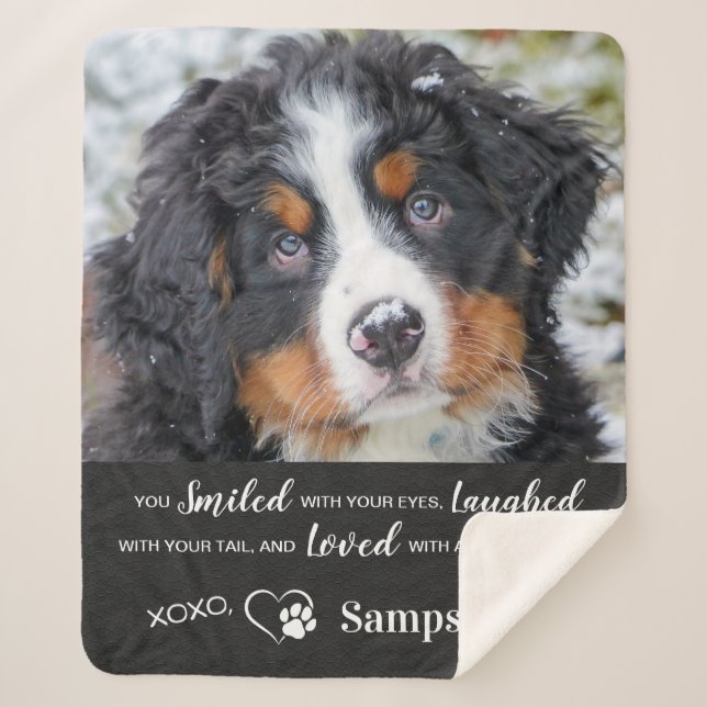Personalised Pet Memorial Remembrance Dog Photo  Sherpa Blanket (Front)