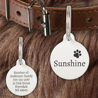 Personalised Pet Name & Address (black) Tag