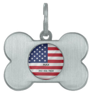 Personalised Pet Name American Flag Patriotic Pet ID Tag