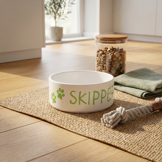 Personalised Pet Name Ceramic Bowl: Perfect Gift! Bowl (Personalized Pet Name Green Ceramic Bowl: Perfect Gift! Bowl)