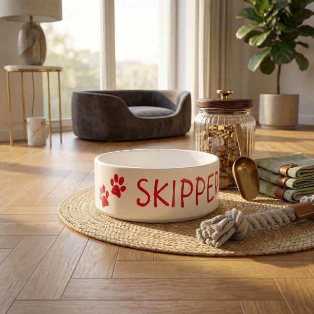 Personalised Pet Name Ceramic Bowl: Perfect Gift! Bowl (Personalized Pet Name Red Ceramic Bowl: Perfect Gift! Bowl)