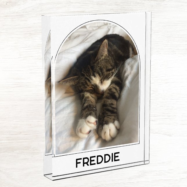 Personalised Pet Name Modern Arch Photo Block (Modern arch photo personalized custom name photo block for family or pet pictures)