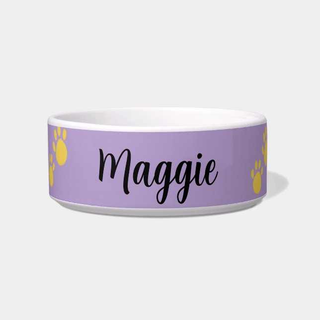 Personalised Pet Name, Paw Print Bowl (Front)