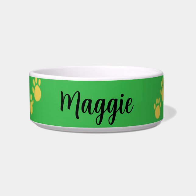 Personalised Pet Name, Paw Print Bowl (Front)
