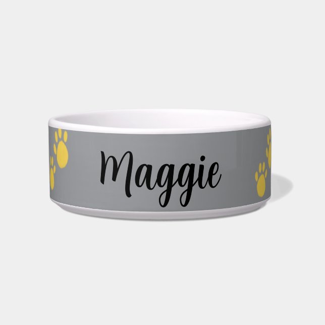 Personalised Pet Name, Paw Print Bowl (Front)
