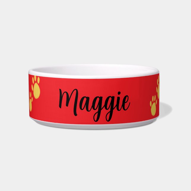 Personalised Pet Name, Paw Print Bowl (Front)