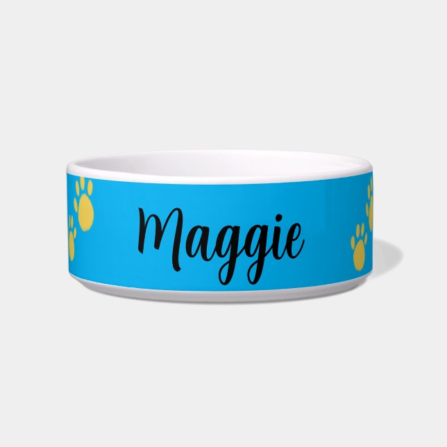 Personalised Pet Name, Paw Print Bowl (Front)