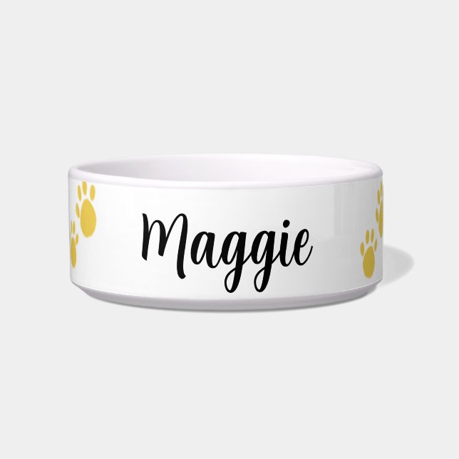 Personalised Pet Name, Paw Print Bowl (Front)