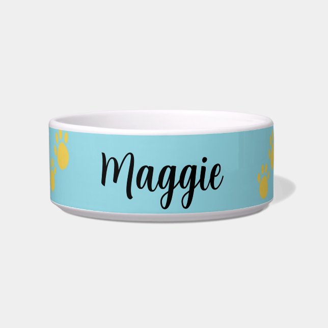 Personalised Pet Name, Paw Print Bowl (Front)