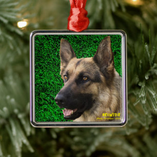 Personalised Pet Ornament, Pet Dog Photo and Name Metal Tree Decoration