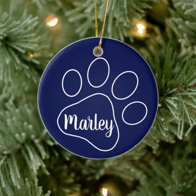 Personalised Pet Paw Prints  Ceramic Tree Decoration (Tree)