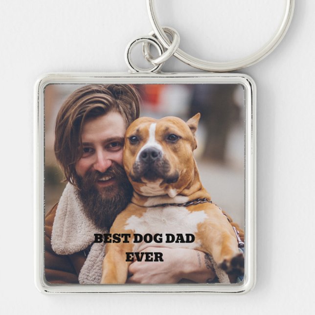 Personalised pet photo best dog dad ever key ring (Front)