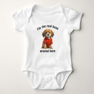 Personalised Pet Photo Boss Dog Baby Bodysuit
