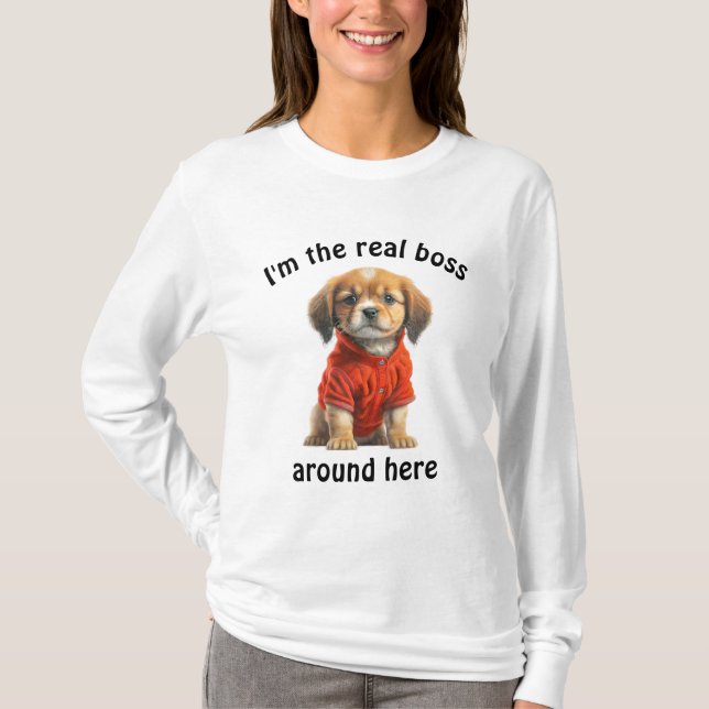 Personalised Pet Photo Boss Dog T-Shirt (Front)