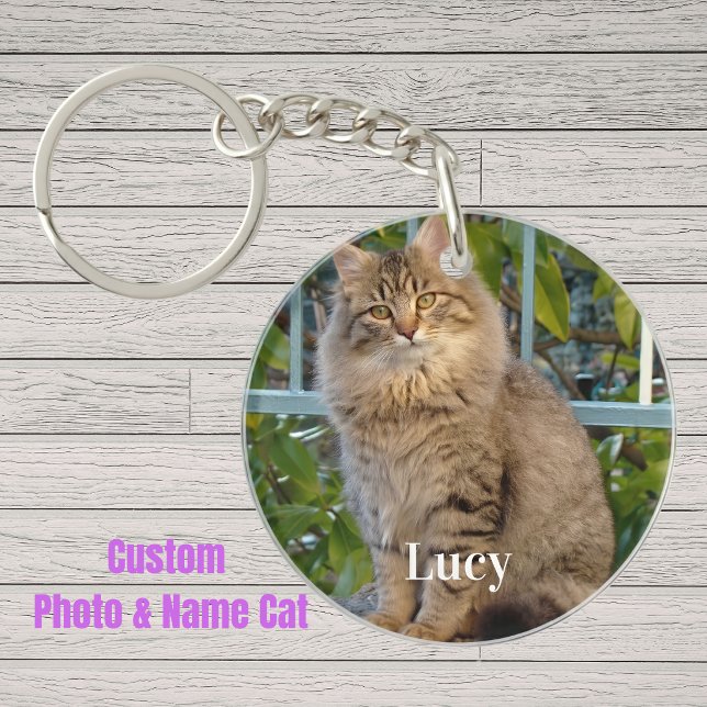 Personalised Pet Photo Cat Lover And Name Key Ring (Creator Uploaded)