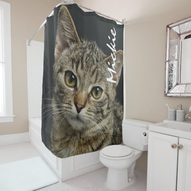 Personalised Pet Photo Cat Shower Curtain (In Situ)