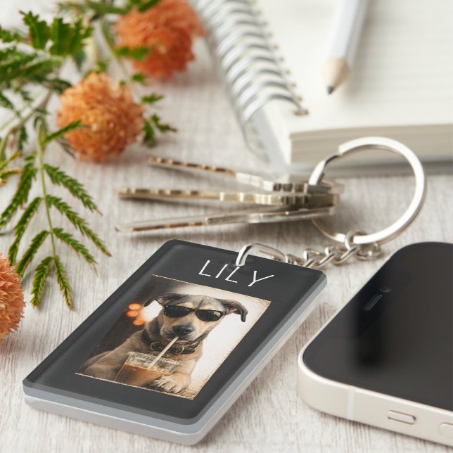Personalised Pet Photo Coffee Mug Key Ring (Front Right)