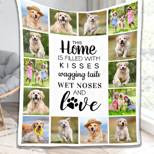 Personalised Pet Photo Collage Dog Lover Fleece Blanket