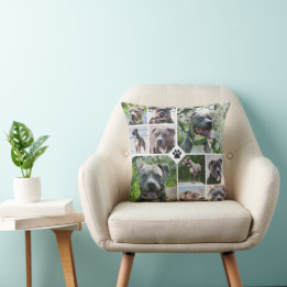 Personalised Pet Photo Collage Paw Print Cushion