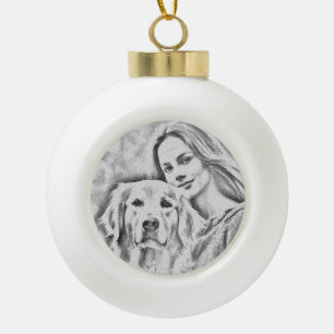 Personalised Pet Photo Dog Lover Keepsake Keychain Ceramic Ball Christmas Ornament