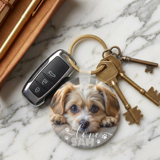Personalised pet photo dog lover keepsake name  key ring
