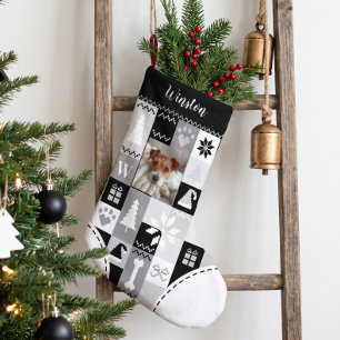Personalised Pet Photo Dog Name Christmas Quilt Small Christmas Stocking