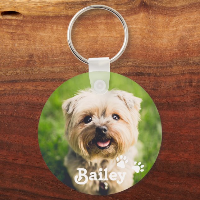 Personalised Pet Photo Dog Paws Keychain (Front)