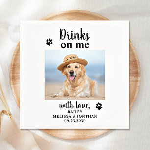 Personalised Pet Photo Drinks On Me Dog Wedding Napkin
