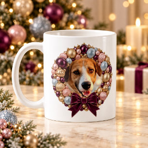 Personalised Pet Photo Elegant Bauble Christmas Coffee Mug