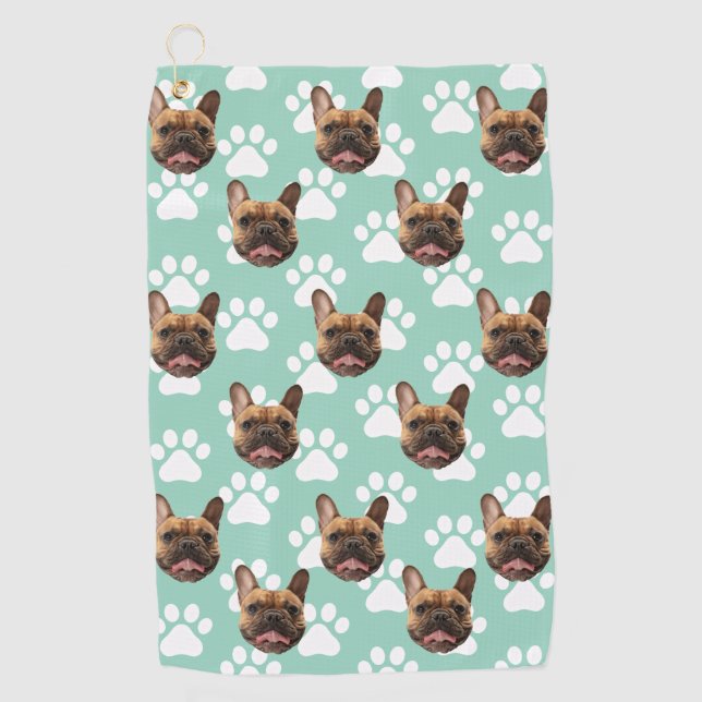 Personalised Pet Photo Face Gift For Golfer Custom Golf Towel (Front)