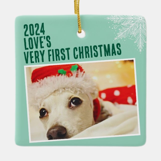 Personalised Pet Photo First Christmas Custom Ceramic Ornament (Front)