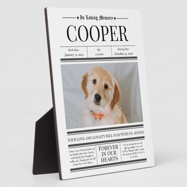 Personalised Pet Photo Memorial Keepsake Plaque (Side)