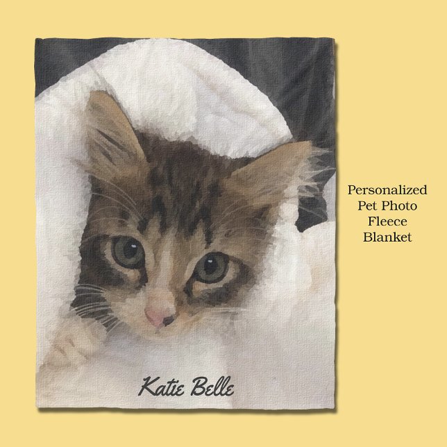 Personalised Pet Photo Monogrammed Fleece Blanket (Creator Uploaded)