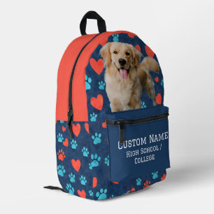 Personalised  Pet Photo + Name Custom Dog Portrait Printed Backpack