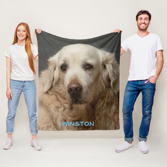 Personalised Pet Photo & Name Fleece Blanket (In Situ)