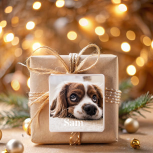 Personalised pet photo name Square Sticker