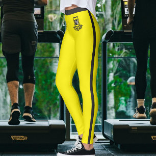 Personalised Pet Photo Name Yellow Black Stripes Leggings