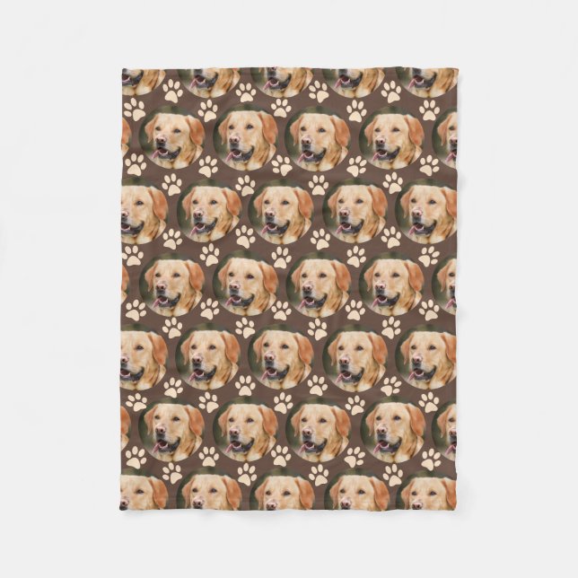 Personalised Pet Photo Pattern Dog Fleece Blanket (Front)