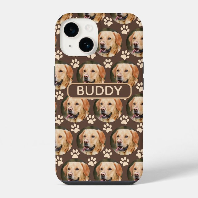Personalised Pet Photo Pattern Dog Name iPhone Case (Back)