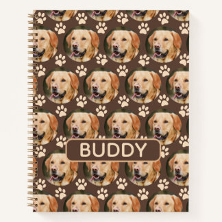 Personalised Pet Photo Pattern Dog Name Spiral Notebook