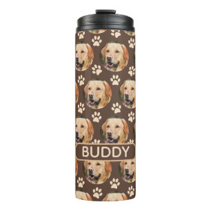Personalised Pet Photo Pattern Dog Name Thermal Tumbler