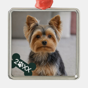 Personalised Pet Photo Paw Print Metal Tree Decoration